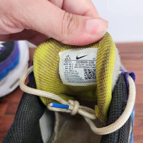 Nike DD9600 100 Men Air Max 95 Kaomoji White Blue Gray Purple Running Shoes 10.5